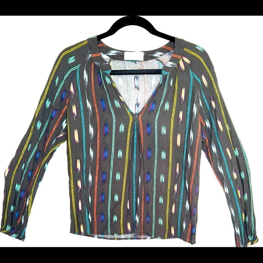 BRAEVE | Evereve Black multicolored button up‎ western pattern Shirt size xsmall